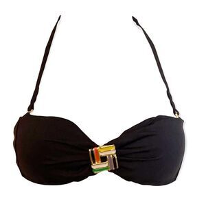 Victoria's Secret Black Halter Top Bandeau Bikini Top M Medium